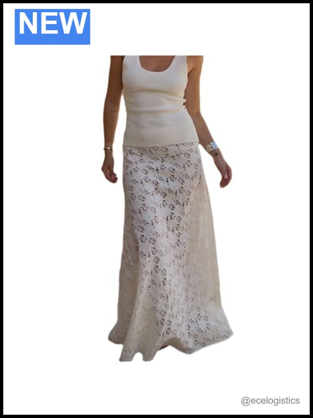 High Waist Lace See Through Maxi Skirt Women Casual Long Skirt